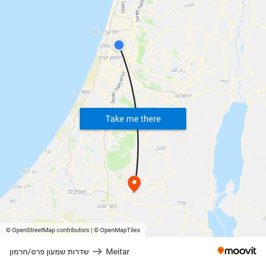 שדרות שמעון פרס/חרמון to Meitar map