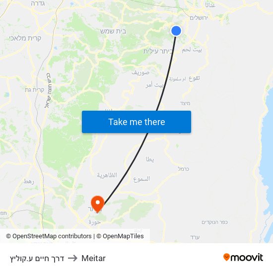 דרך חיים ע.קוליץ to Meitar map