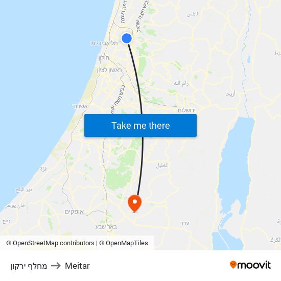 מחלף ירקון to Meitar map
