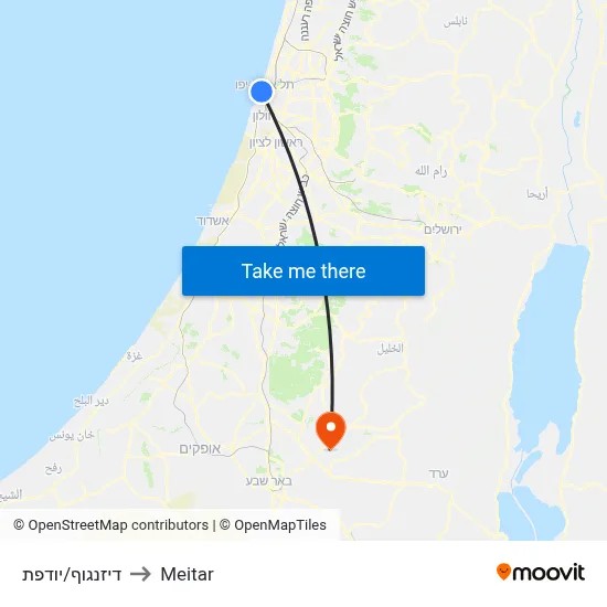 דיזנגוף/יודפת to Meitar map