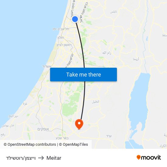 וייצמן/רוטשילד to Meitar map