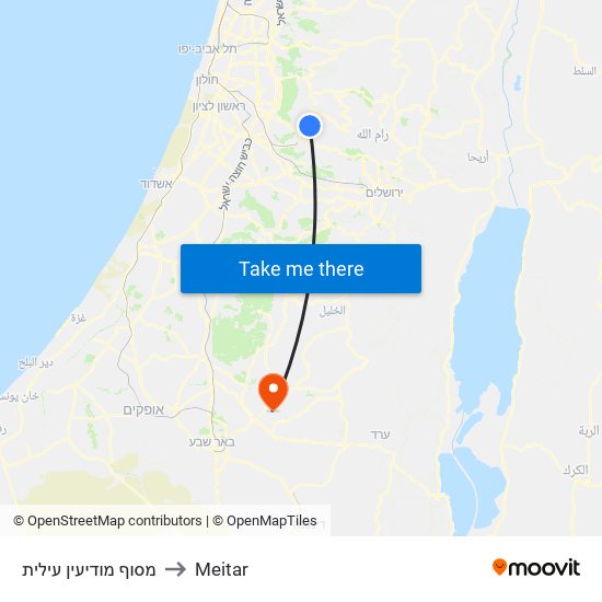 מסוף מודיעין עילית to Meitar map