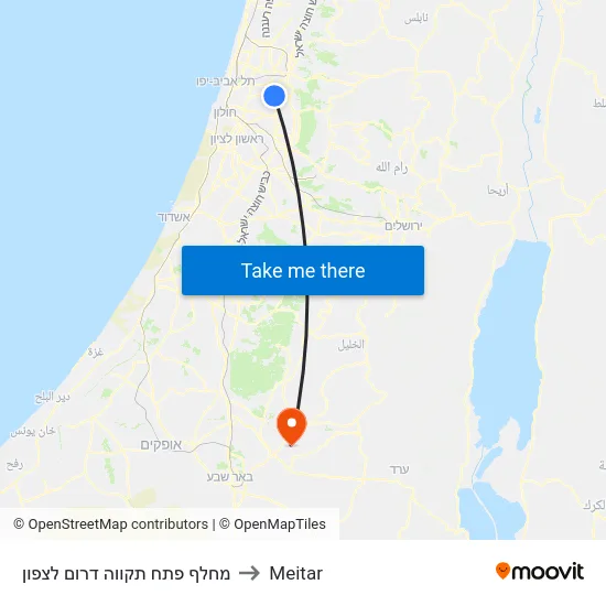 מחלף פתח תקווה דרום לצפון to Meitar map