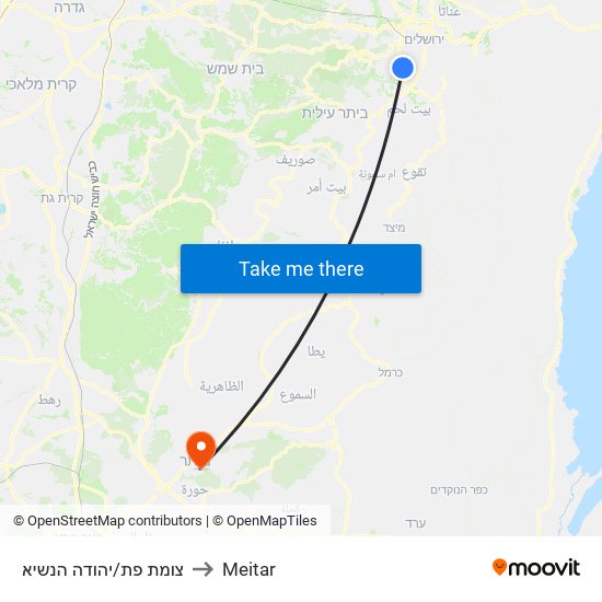 צומת פת/יהודה הנשיא to Meitar map