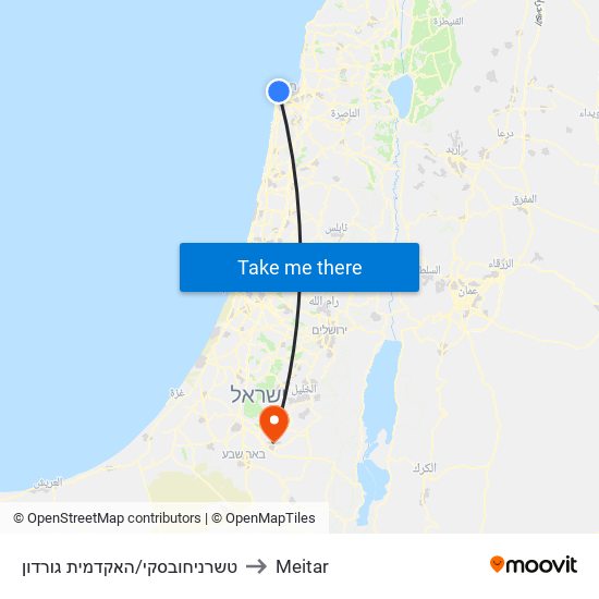 טשרניחובסקי/האקדמית גורדון to Meitar map