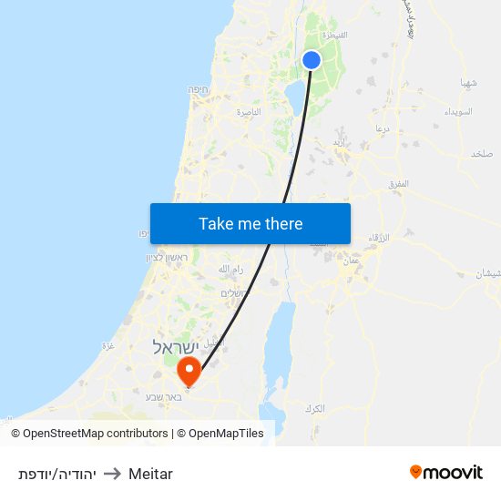 יהודיה/יודפת to Meitar map
