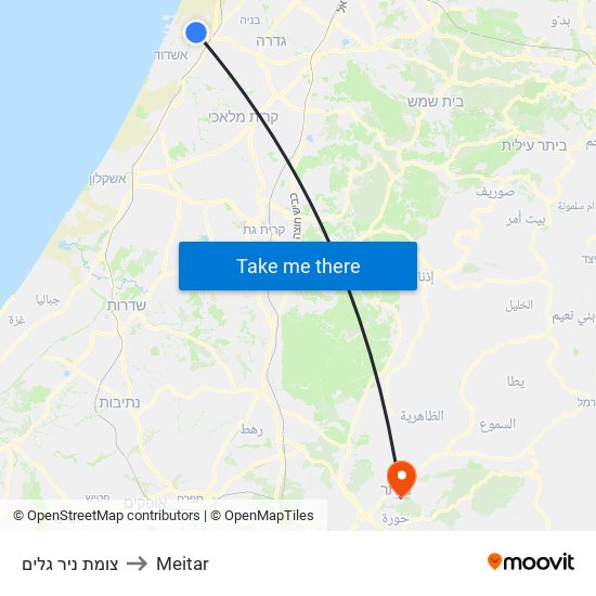 צומת ניר גלים to Meitar map