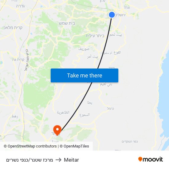 מרכז שטנר/כנפי נשרים to Meitar map