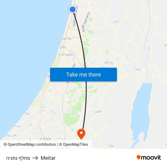 מחלף נתניה to Meitar map