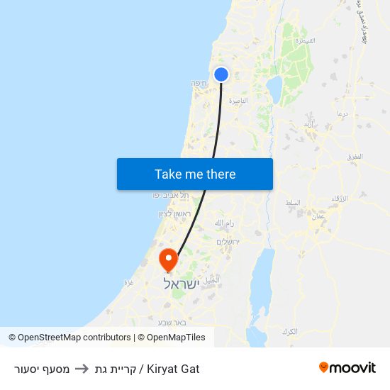מסעף יסעור to קריית גת / Kiryat Gat map