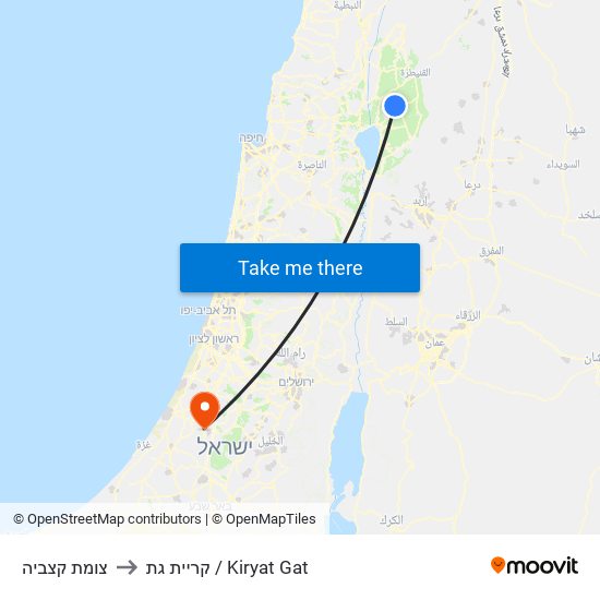 צומת קצביה to קריית גת / Kiryat Gat map