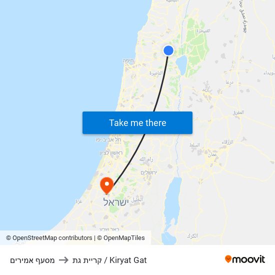 מסעף אמירים to קריית גת / Kiryat Gat map