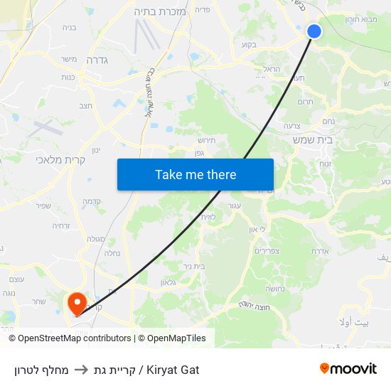 מחלף לטרון to קריית גת / Kiryat Gat map