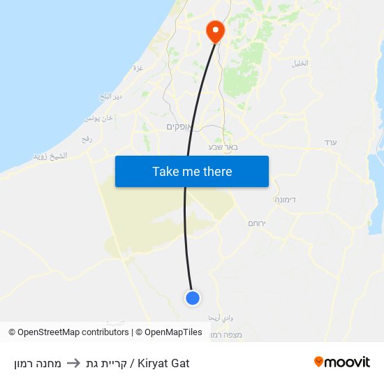 מחנה רמון to קריית גת / Kiryat Gat map