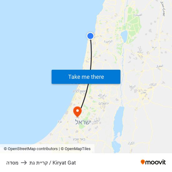 מסדה to קריית גת / Kiryat Gat map