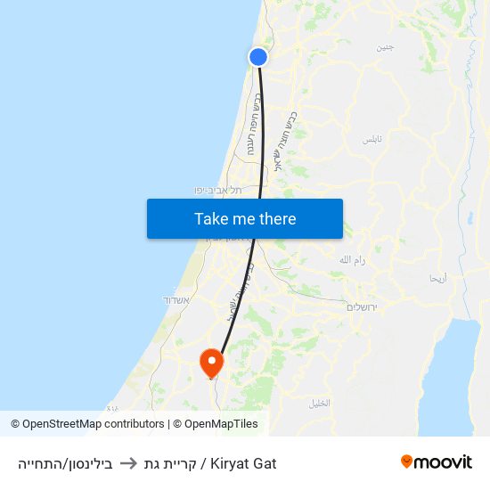 בילינסון/התחייה to קריית גת / Kiryat Gat map