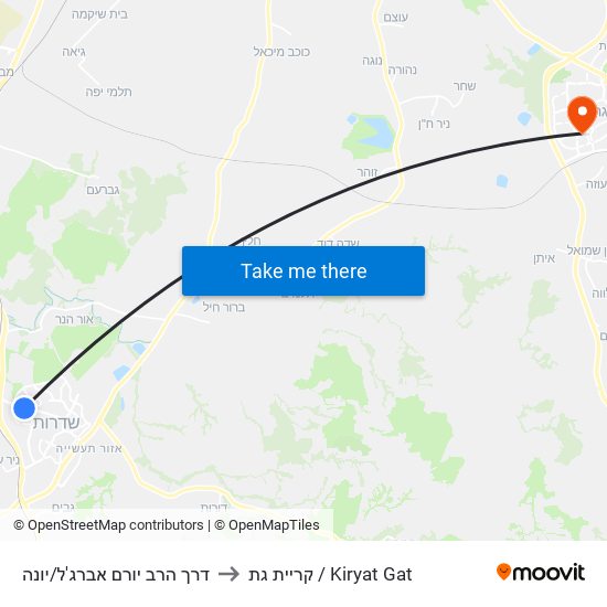 דרך הרב יורם אברג'ל/יונה to קריית גת / Kiryat Gat map