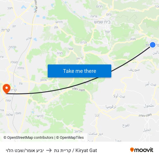יביע אומר/שבט הלוי to קריית גת / Kiryat Gat map