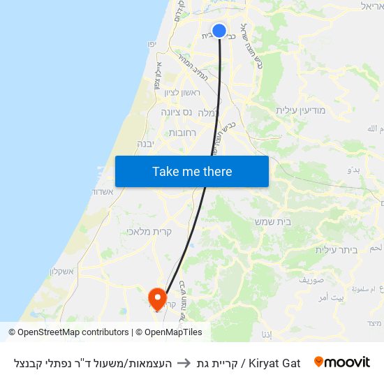 העצמאות/משעול ד''ר נפתלי קבנצל to קריית גת / Kiryat Gat map