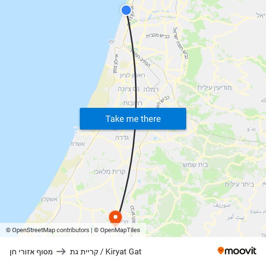 מסוף אזורי חן to קריית גת / Kiryat Gat map