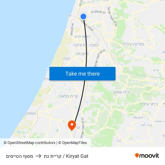 מסוף הטייסים to קריית גת / Kiryat Gat map