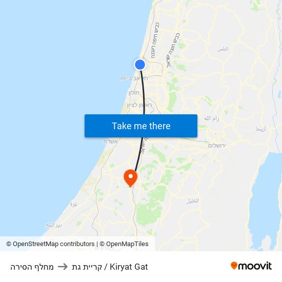 מחלף הסירה to קריית גת / Kiryat Gat map