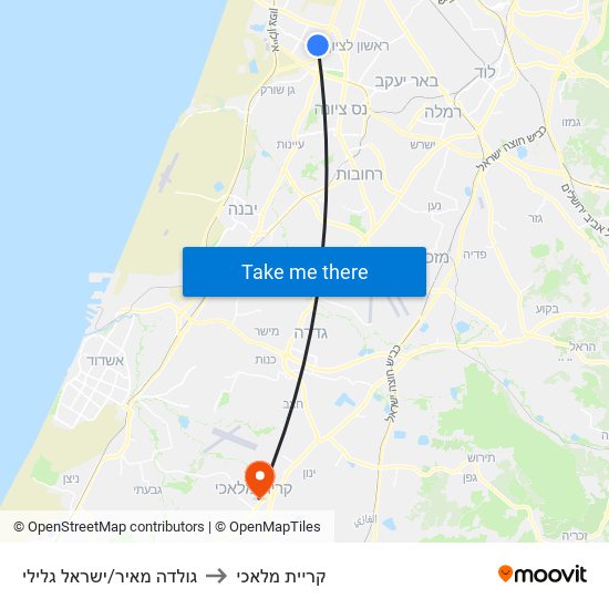 גולדה מאיר/ישראל גלילי to קריית מלאכי map