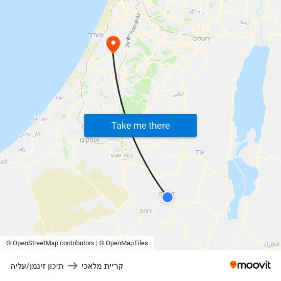 תיכון זינמן/עליה to קריית מלאכי map