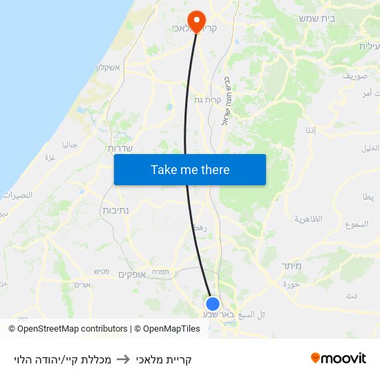 מכללת קיי/יהודה הלוי to קריית מלאכי map