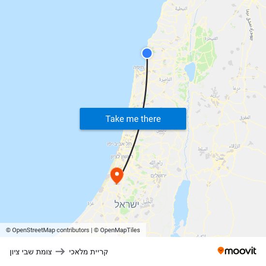 צומת שבי ציון to קריית מלאכי map