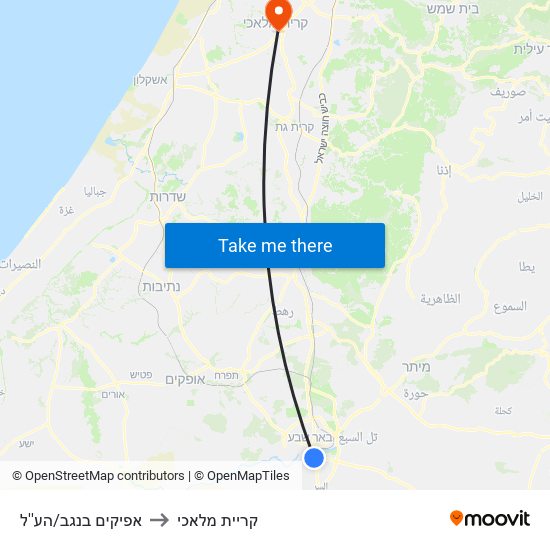 אפיקים בנגב/הע''ל to קריית מלאכי map