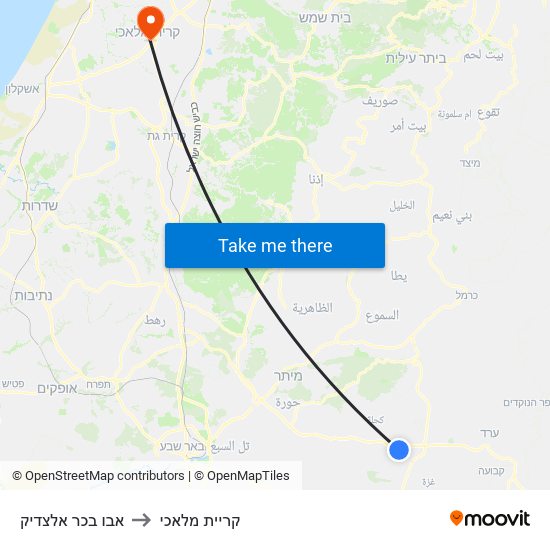 אבו בכר אלצדיק to קריית מלאכי map