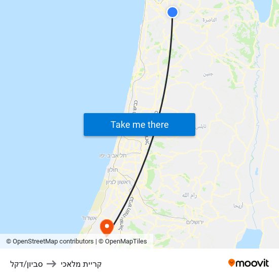 סביון/דקל to קריית מלאכי map