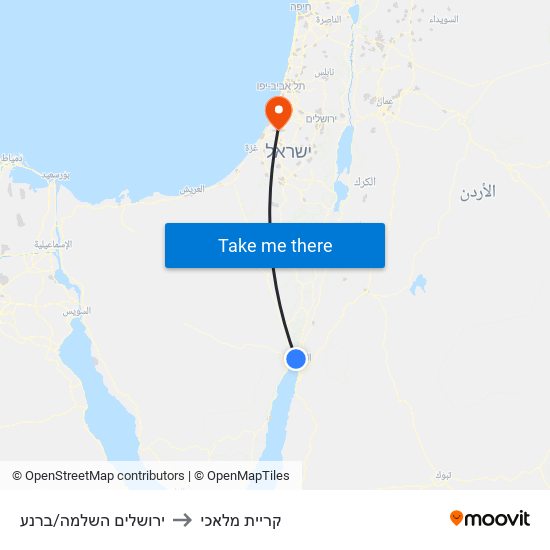 ירושלים השלמה/ברנע to קריית מלאכי map