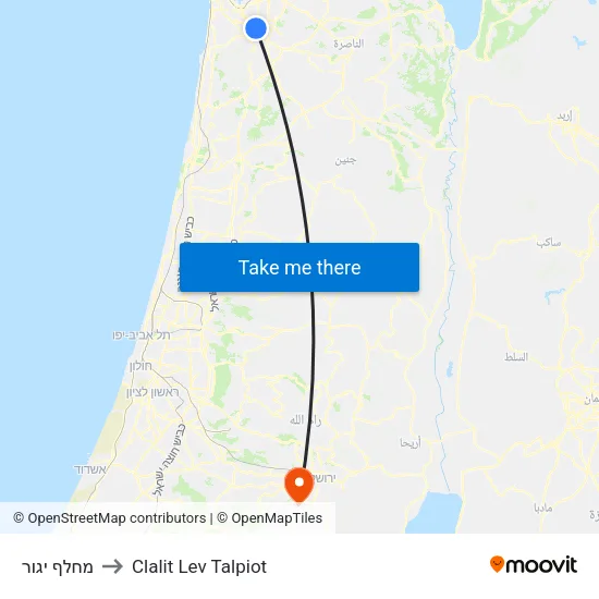 מחלף יגור to Clalit Lev Talpiot map
