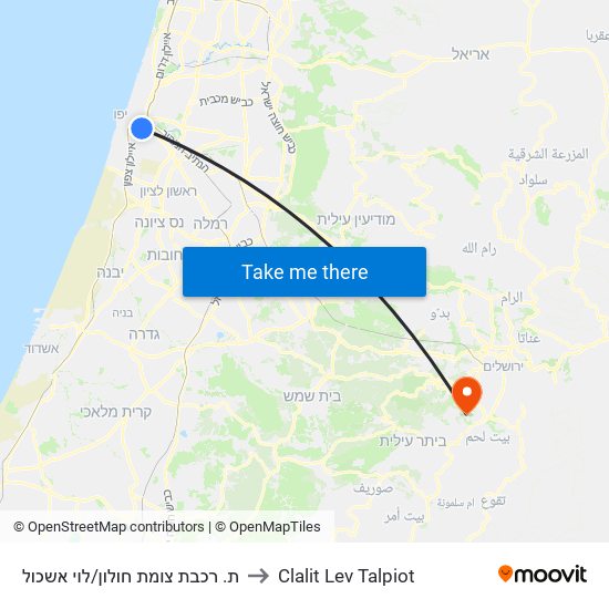 ת. רכבת צומת חולון/לוי אשכול to Clalit Lev Talpiot map