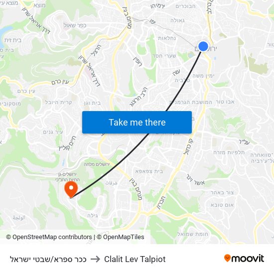 ככר ספרא/שבטי ישראל to Clalit Lev Talpiot map