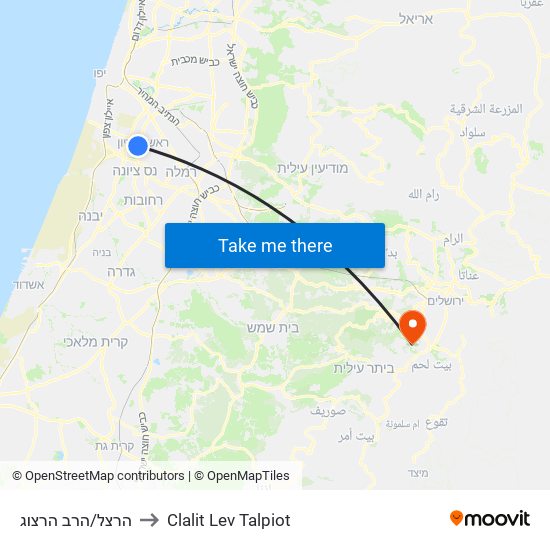 הרצל/הרב הרצוג to Clalit Lev Talpiot map