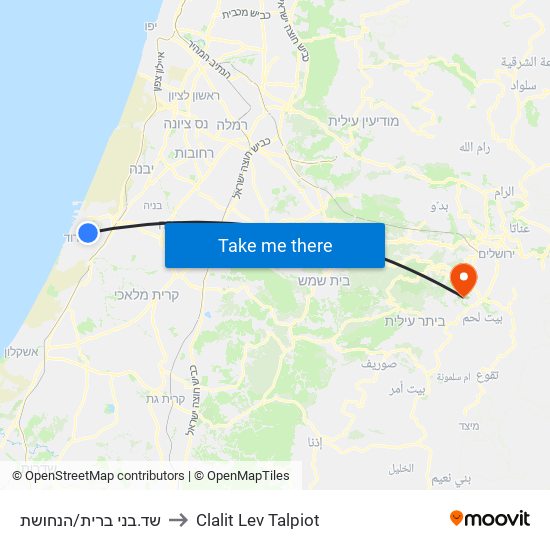 שד.בני ברית/הנחושת to Clalit Lev Talpiot map