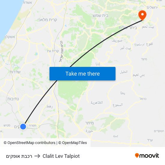 רכבת אופקים to Clalit Lev Talpiot map