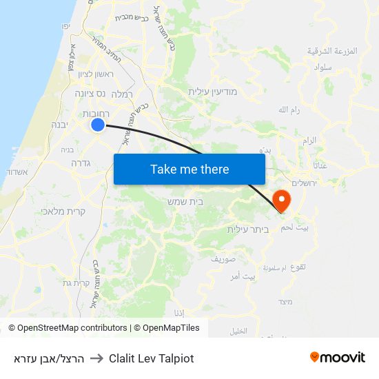 הרצל/אבן עזרא to Clalit Lev Talpiot map