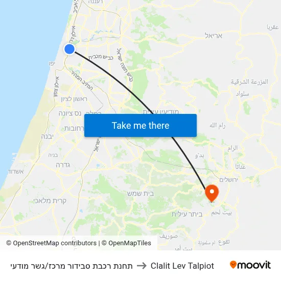 תחנת רכבת סבידור מרכז/גשר מודעי to Clalit Lev Talpiot map