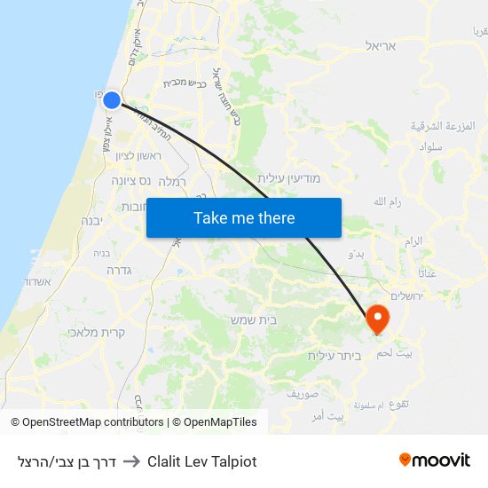 דרך בן צבי/הרצל to Clalit Lev Talpiot map