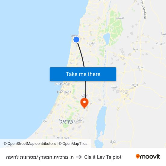 ת. מרכזית המפרץ/מטרונית לחיפה to Clalit Lev Talpiot map