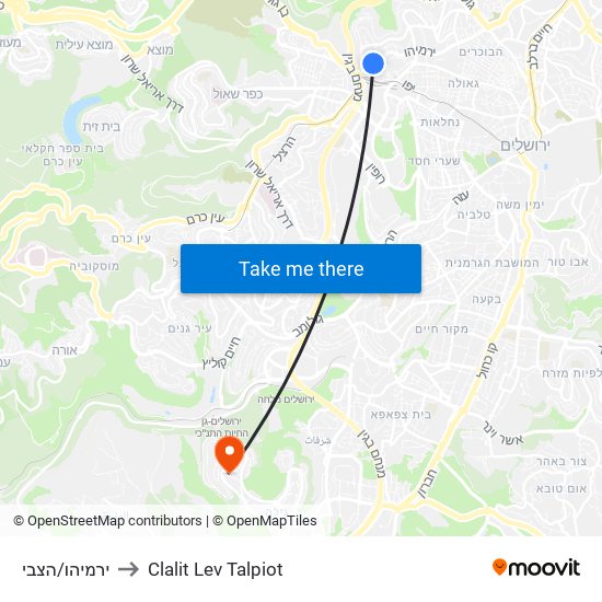 ירמיהו/הצבי to Clalit Lev Talpiot map