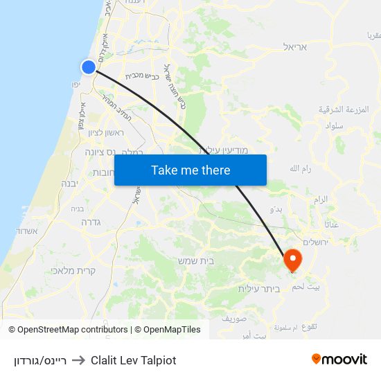 ריינס/גורדון to Clalit Lev Talpiot map