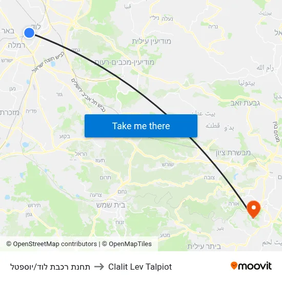 תחנת רכבת לוד/יוספטל to Clalit Lev Talpiot map