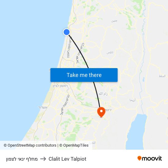 מחלף ינאי לצפון to Clalit Lev Talpiot map