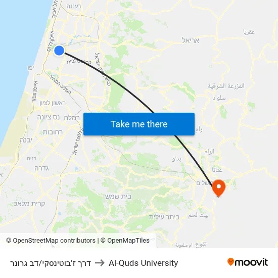דרך ז'בוטינסקי/דב גרונר to Al-Quds University map