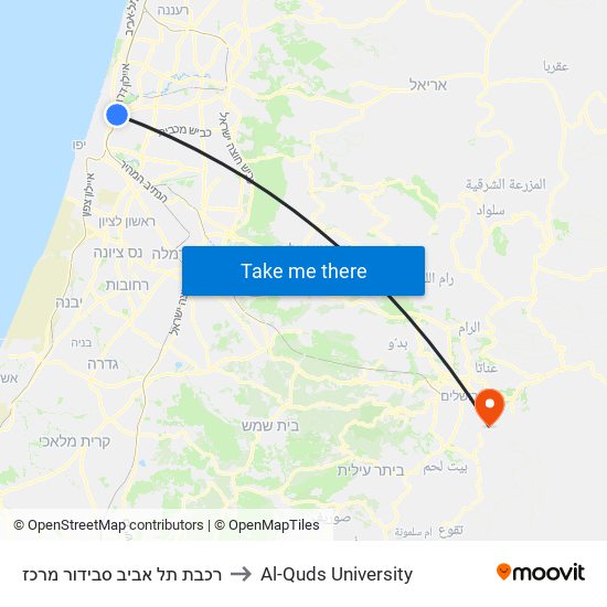 רכבת תל אביב סבידור מרכז to Al-Quds University map